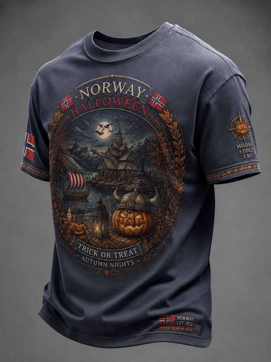 Herrer T-skjorte med Halloween-mønster
