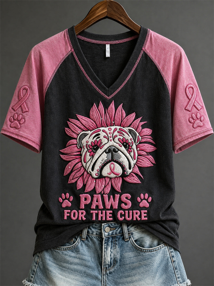 Kvinnor tassar för Bulldog Pink Sugar Skull Skriv ut kortärmad t-shirta