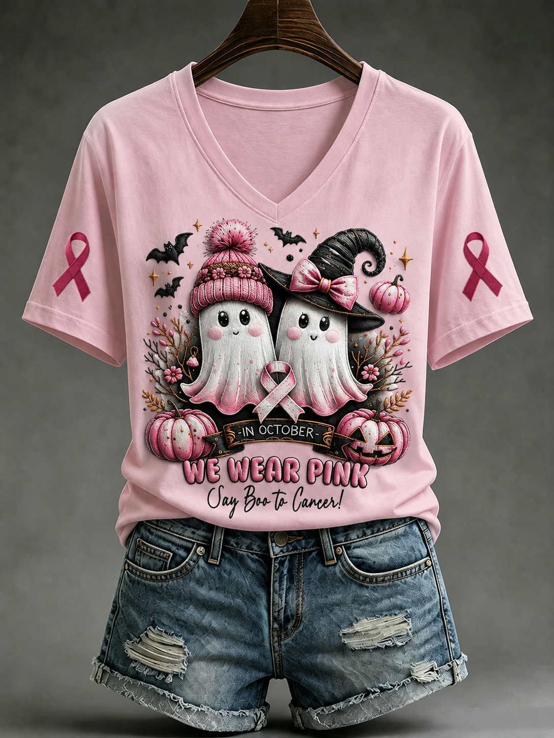 Kvinnlig bröstcancer-t-shirt med korta ärmarna