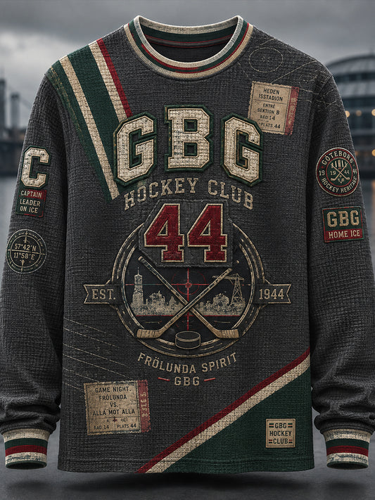 Herr 1944 Göteborg Hockeyarv Våffelmönstrad Waffle T-shirt med lång ärm