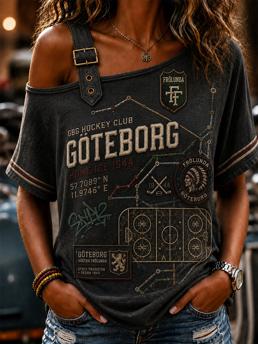 Kvinnors 1944 Göteborg Hockeyarv Våffelmönstrad Topp