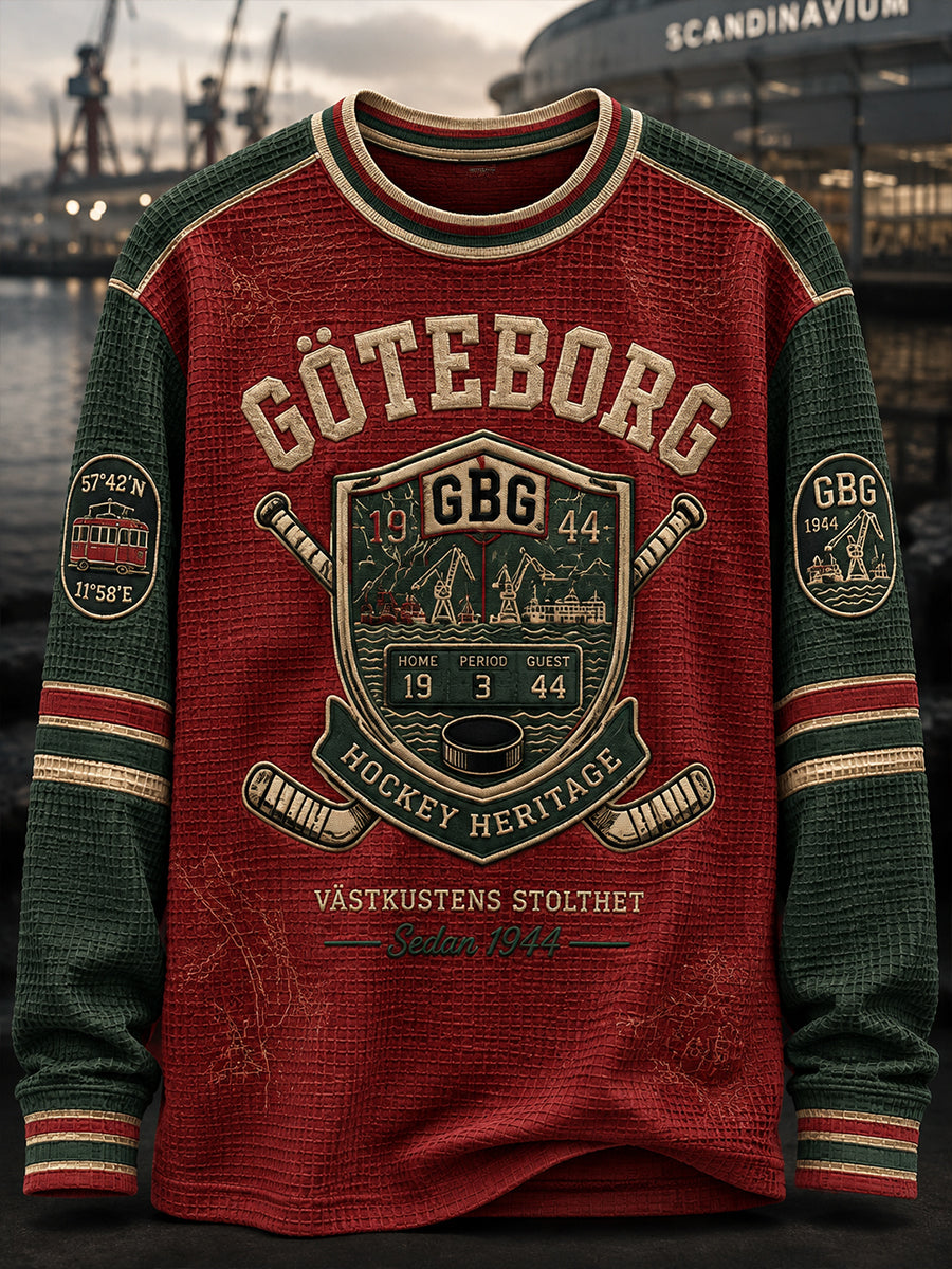 Herr 1944 Göteborg Hockeyarv Våffelmönstrad Waffle T-shirt med lång ärm