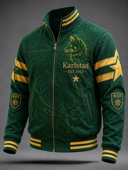 Grön och vit vintagehockeyjacka från en storhetstid