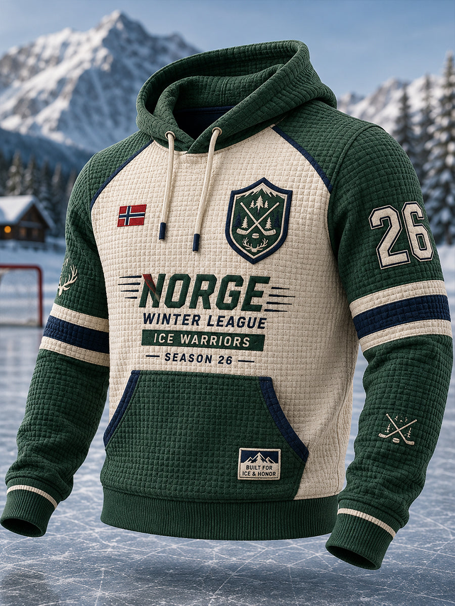 Herrlig jakke i vaffelstrikk med lange ermer og ishockeymotiv