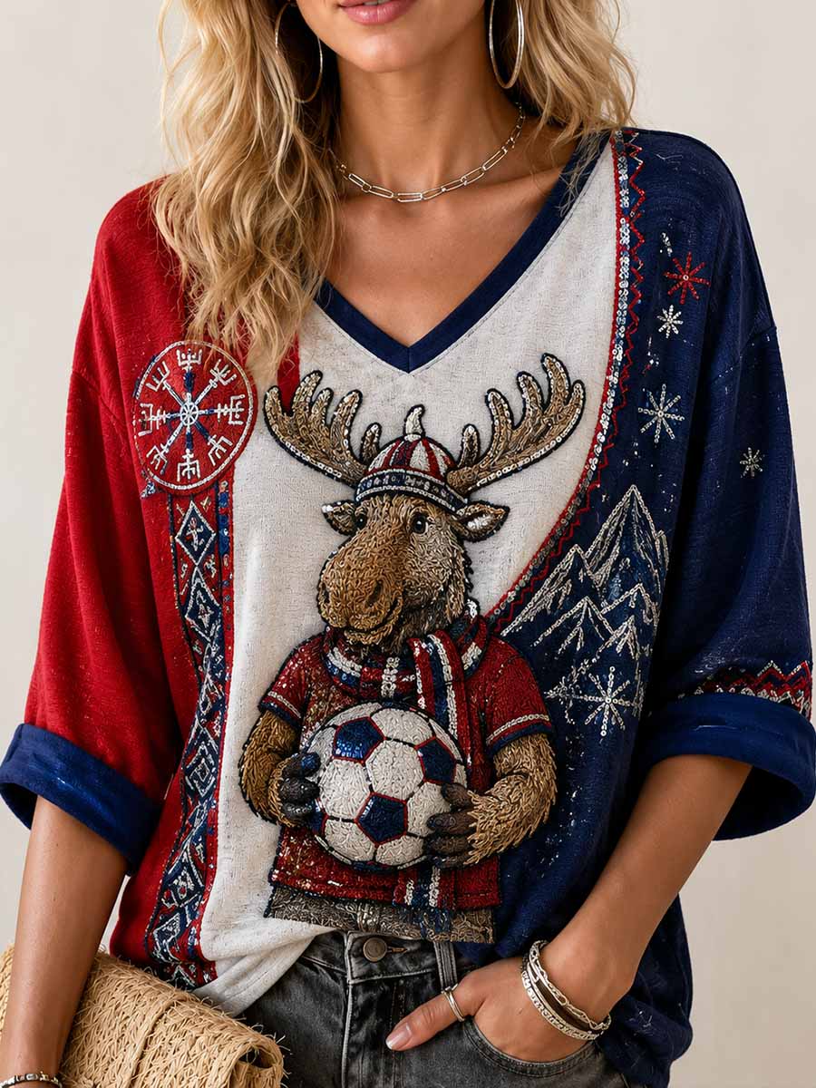 Kvinnenes Norge-fotball-minnerikt trykk-T-skjorte