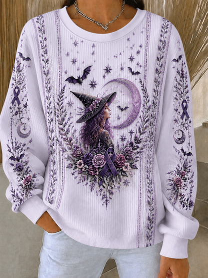 Kvinnors Alzheimers medvetenhet Ribbed Round-Hack Sweatshirt