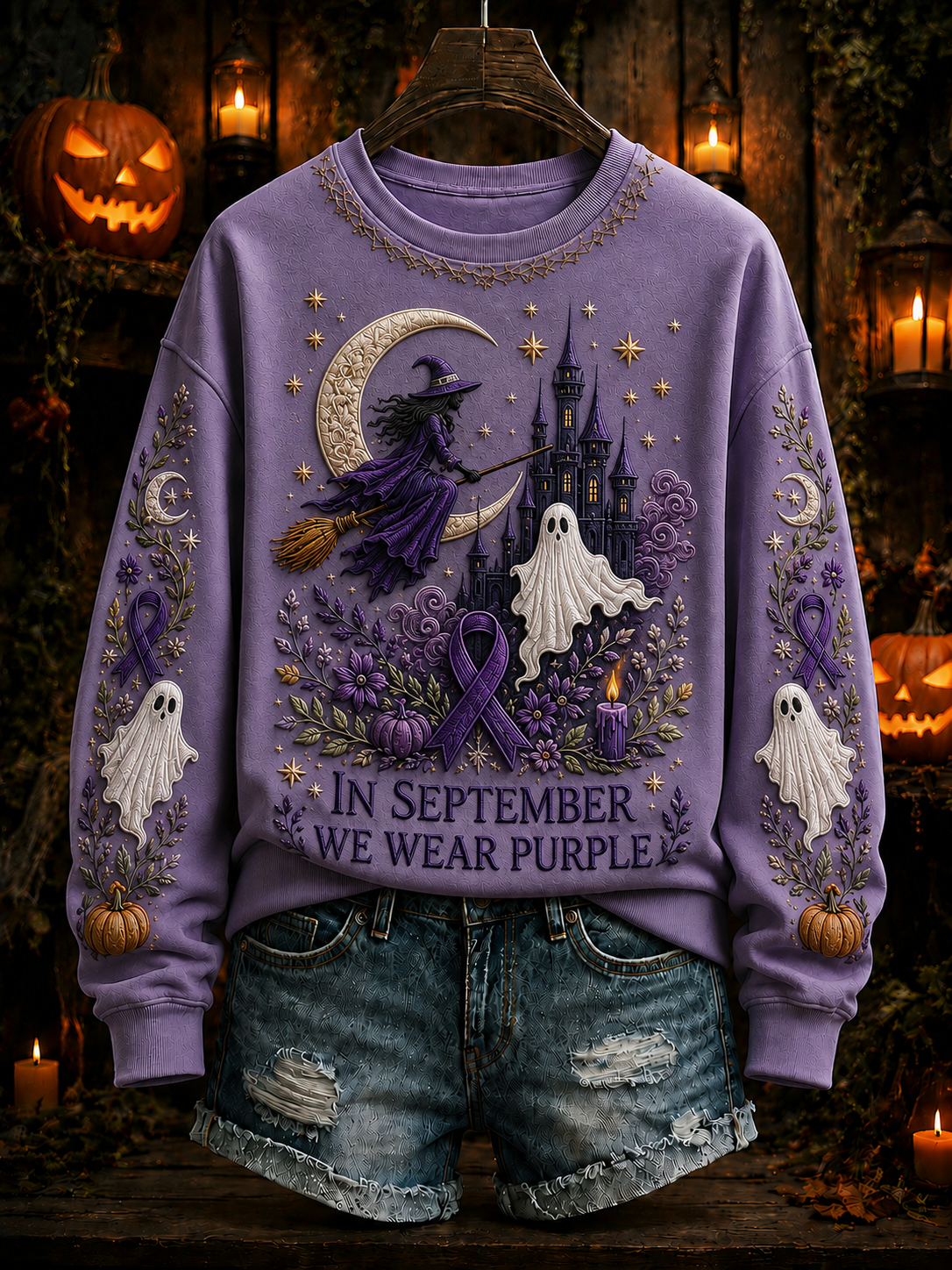 Kvinnors I september bär vi lila vanlig sweatshirt