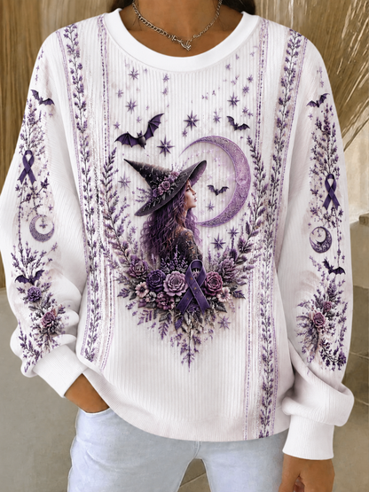 Kvinnors Alzheimers medvetenhet Ribbed Round-Hack Sweatshirt