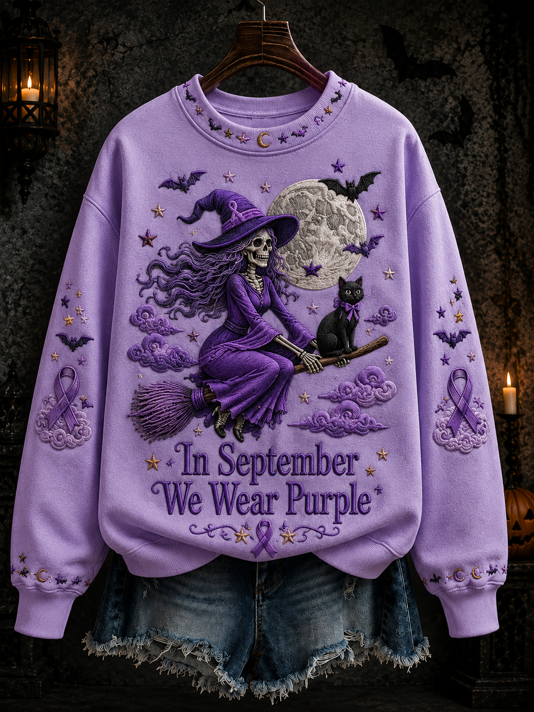 Kvinnors I september bär vi lila vanlig sweatshirt
