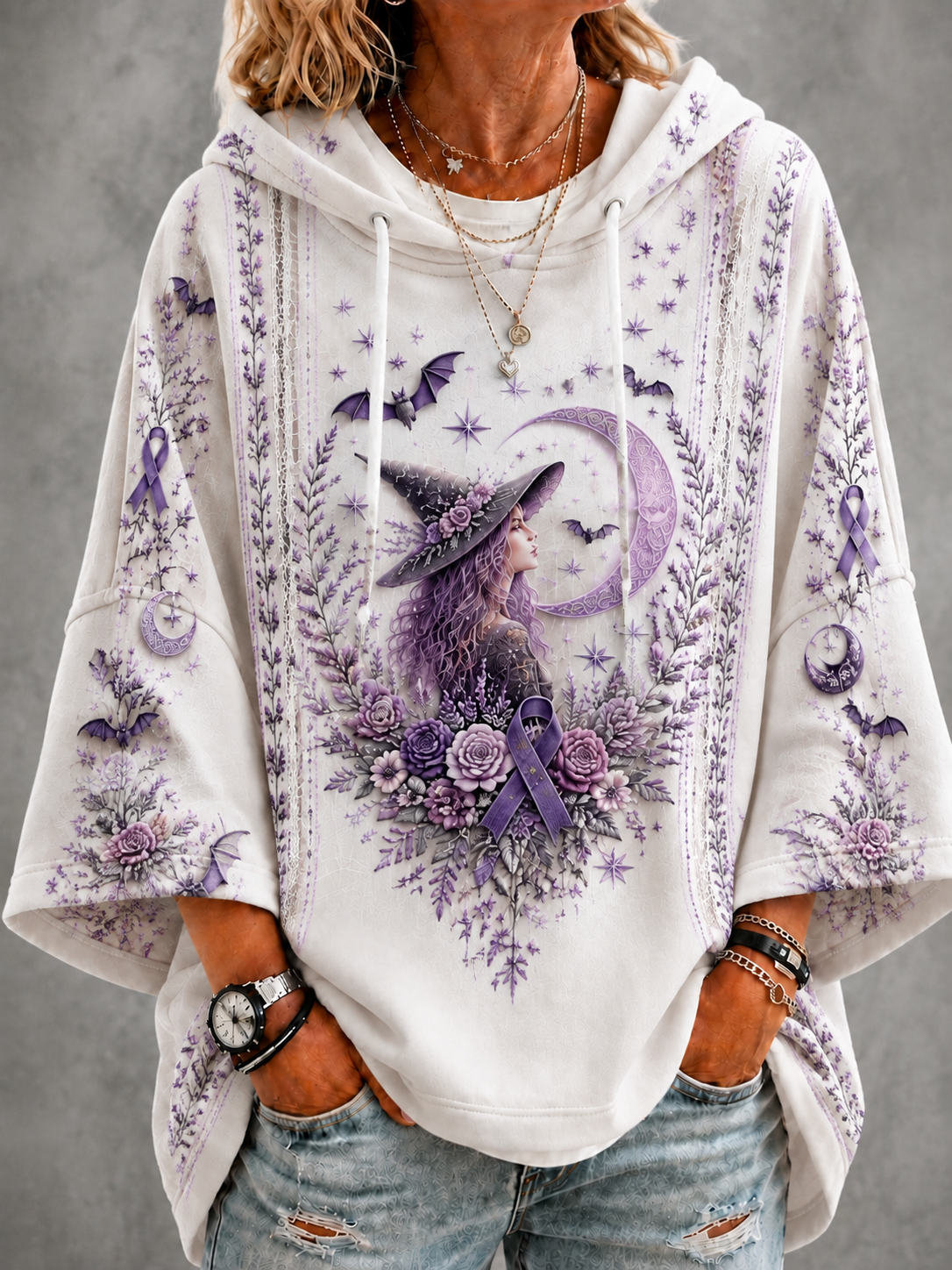 Kvinnors Alzheimers medvetenhet Short-Sleeve Hoodie.