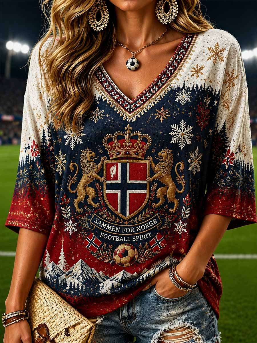 Damefotballtrøye for Norge med trykk