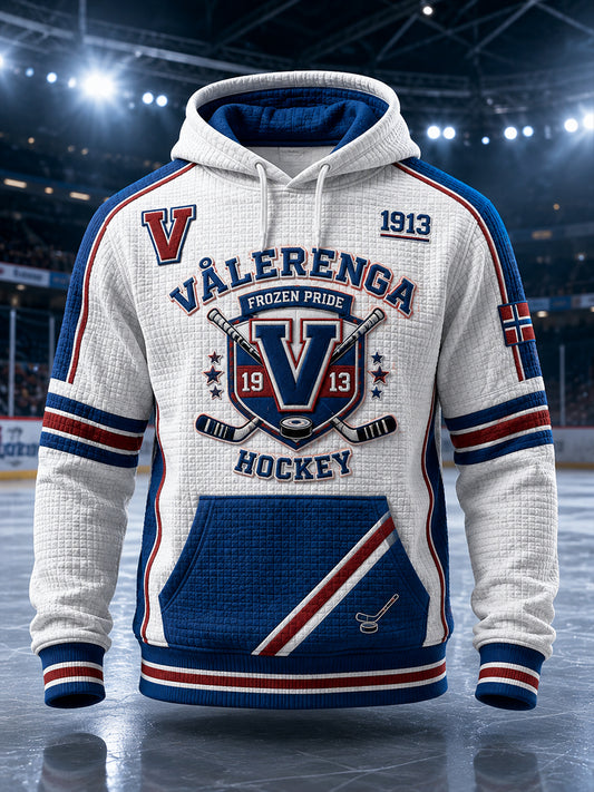 Herrlig jakke i vaffelstrikk med lange ermer og ishockeymotiv
