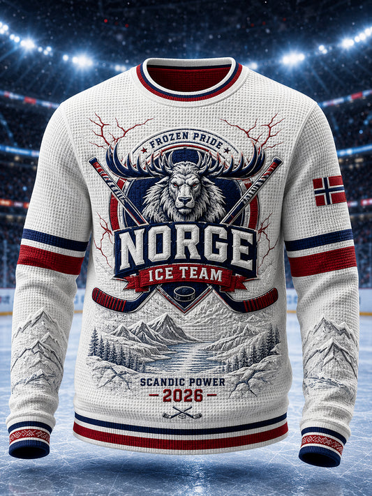 Kvotet langærmet topp for menn med hockeymotiv