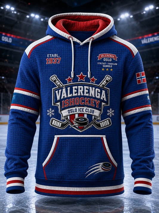Herrlig jakke i vaffelstrikk med lange ermer og ishockeymotiv