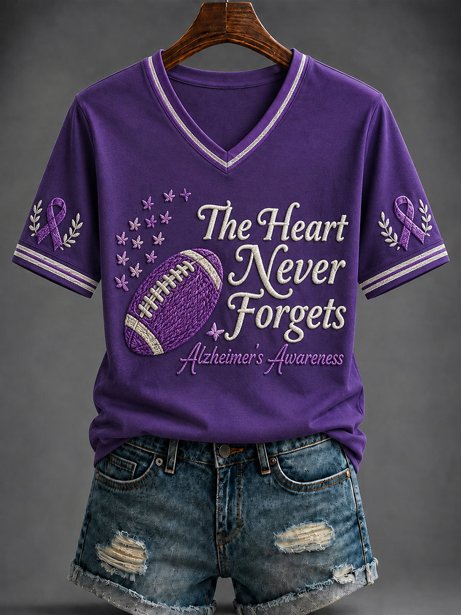 Kvinnors Alzheimersjukdom Tryckt T-shirt med V-ringning
