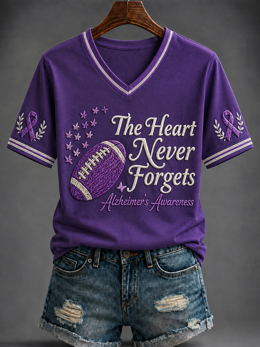 Kvinnors Alzheimersjukdom Tryckt T-shirt med V-ringning