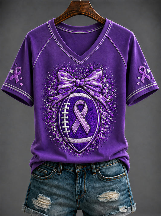 Kvinnors Alzheimersjukdom Tryckt T-shirt med V-ringning