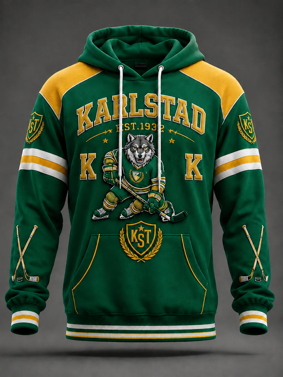 Karlstads grön-vita hockeytraditions-huvtröja
