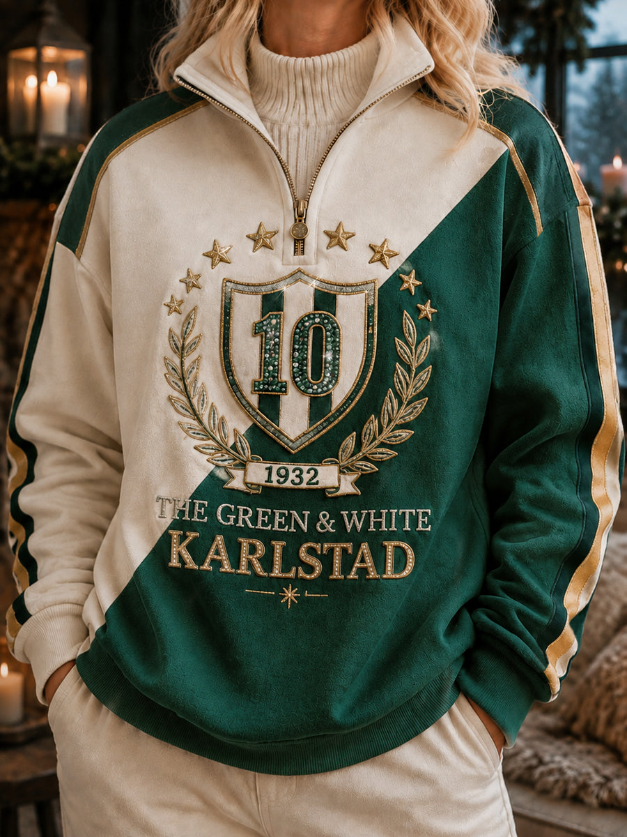 Karlstad Grön & Vit Hockeyarv Sweatshirt med dragkedja