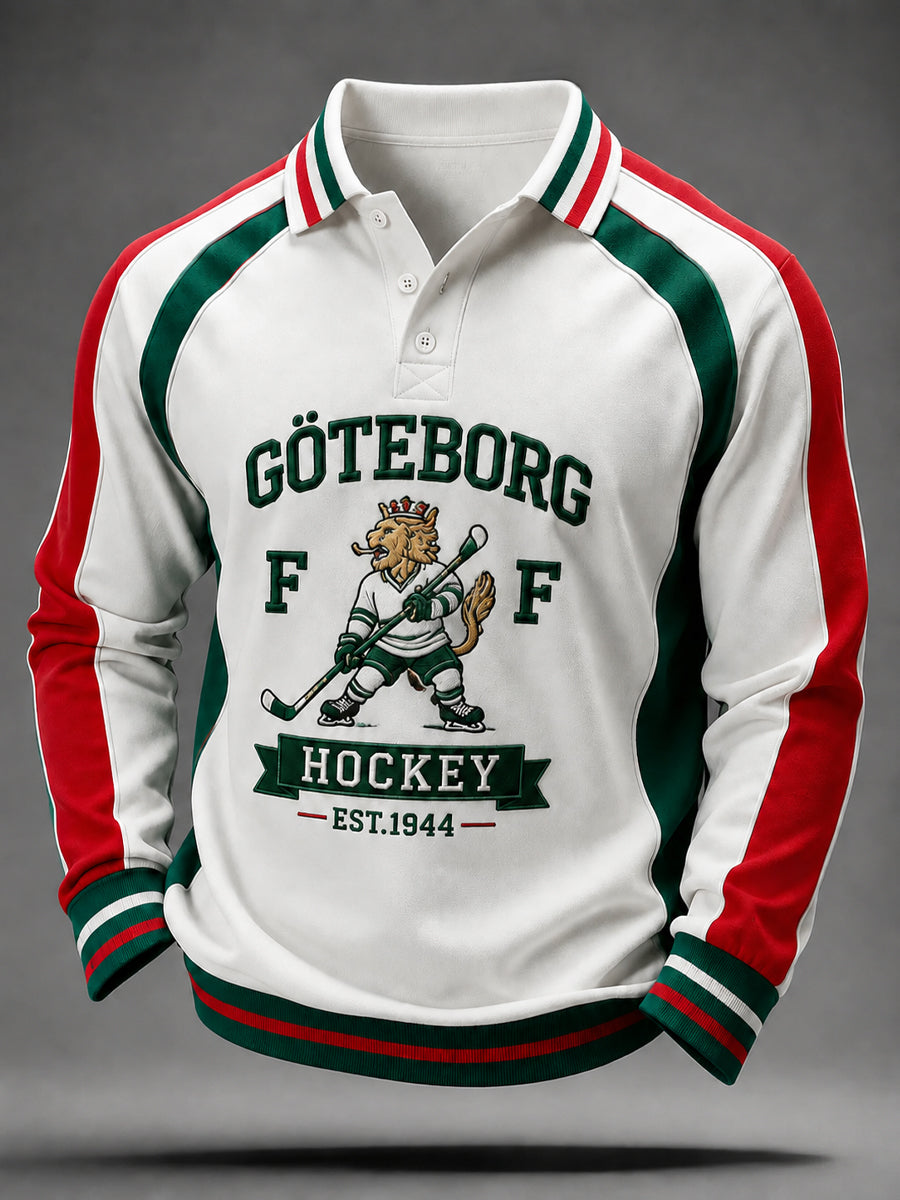Vintage Göteborg Hockey Lapptäcke Avslappnad Pikétröja