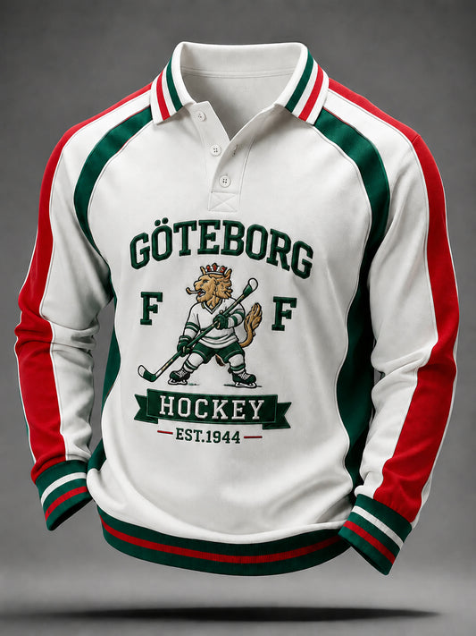 Vintage Göteborg Hockey Lapptäcke Avslappnad Pikétröja
