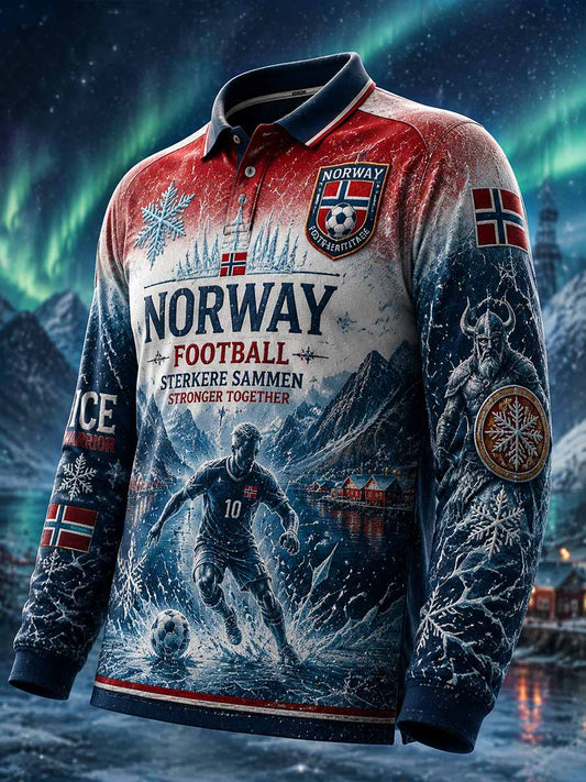 Menns retro fotballmorsesignert polo-skjorte