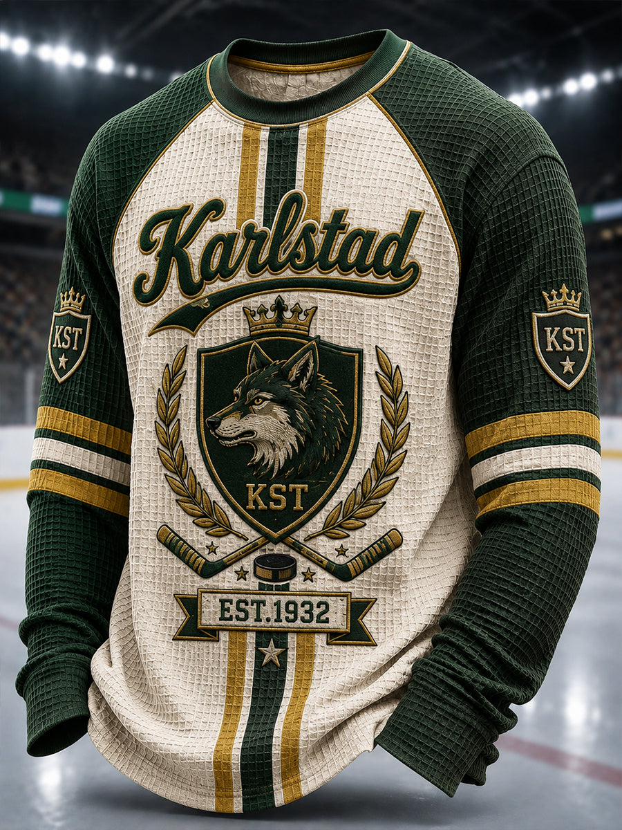 Herrgrönvitt Hockeyarv Vintage axelärm