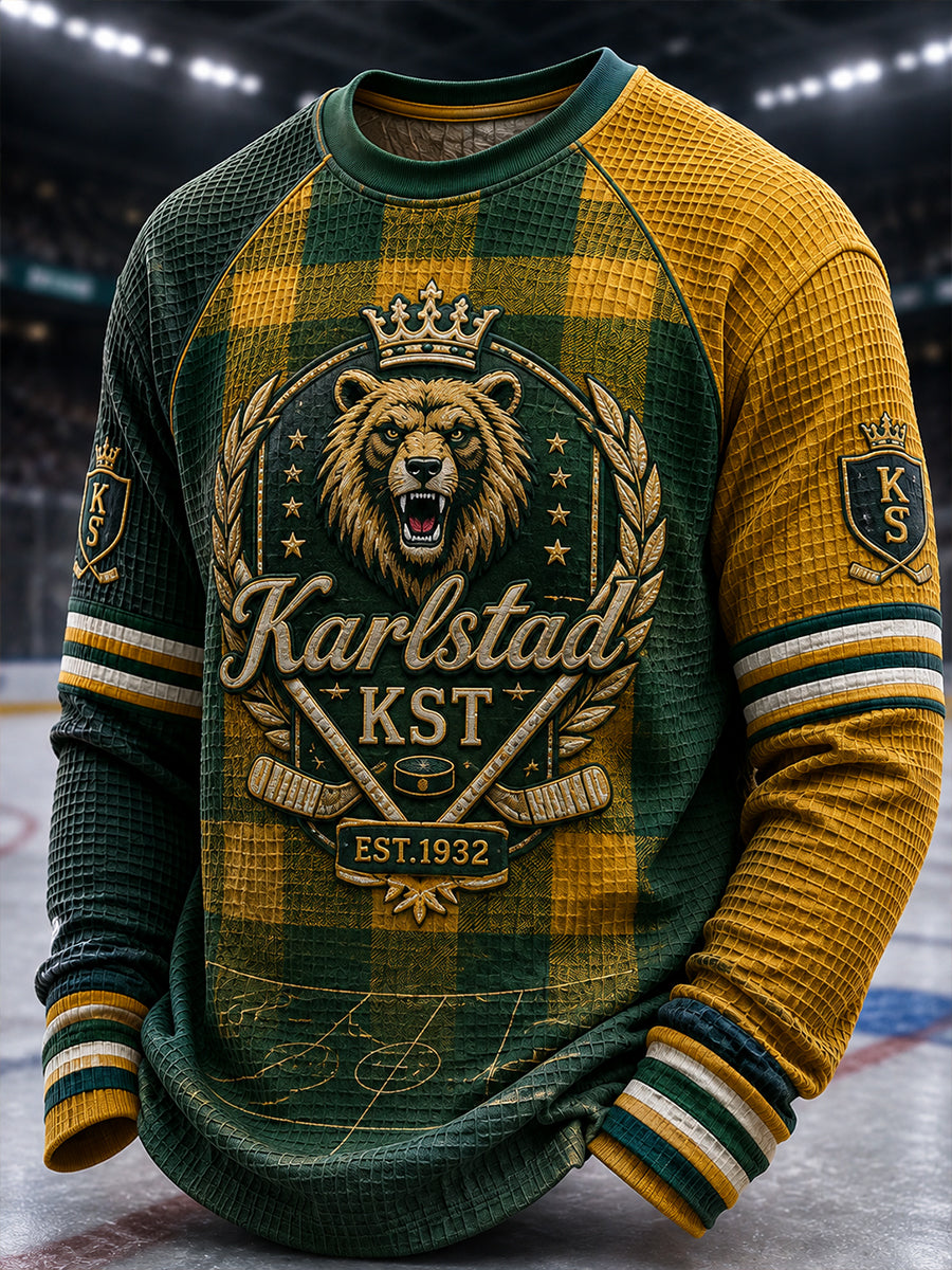 Herrgrönvitt Hockeyarv Vintage axelärm