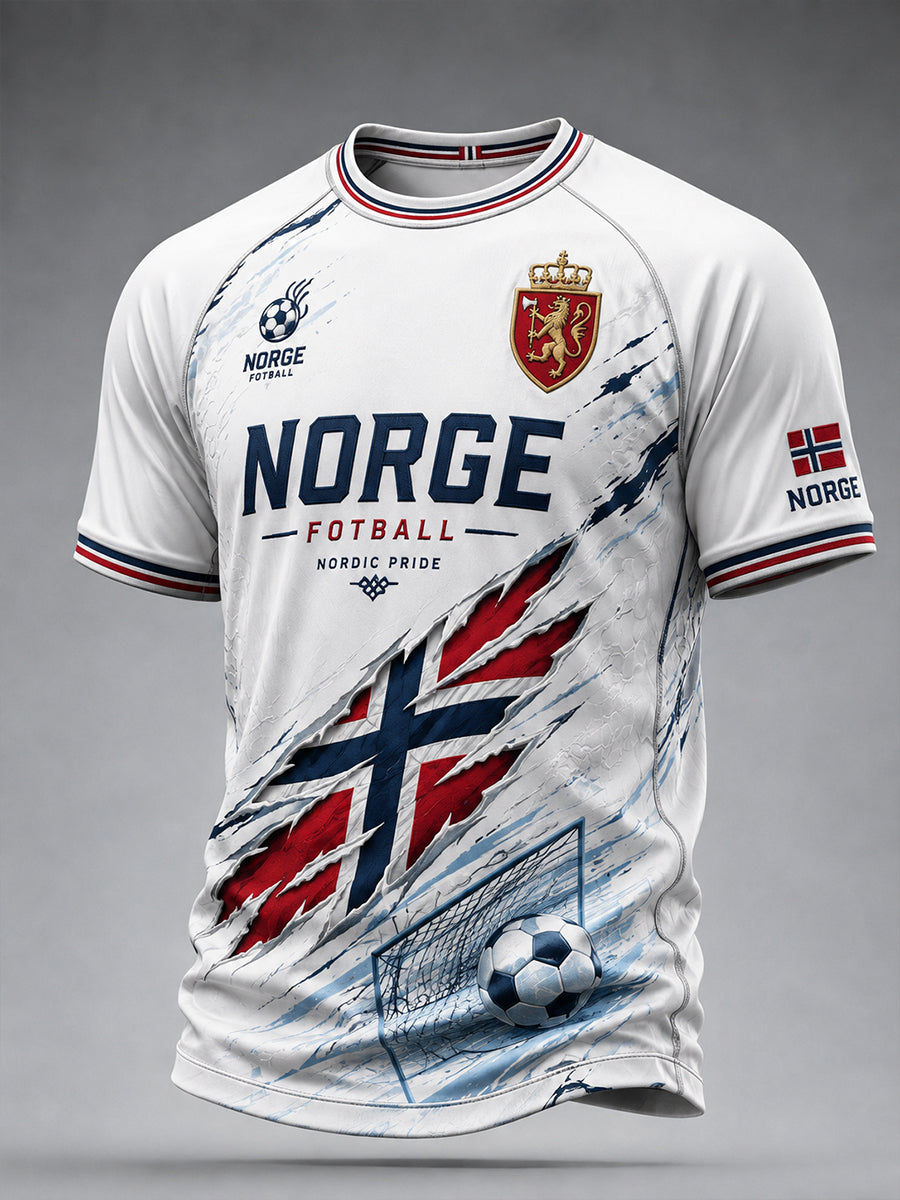 Herrer T-skjorte med raglanermer og grafisk trykk med fotballmotiv