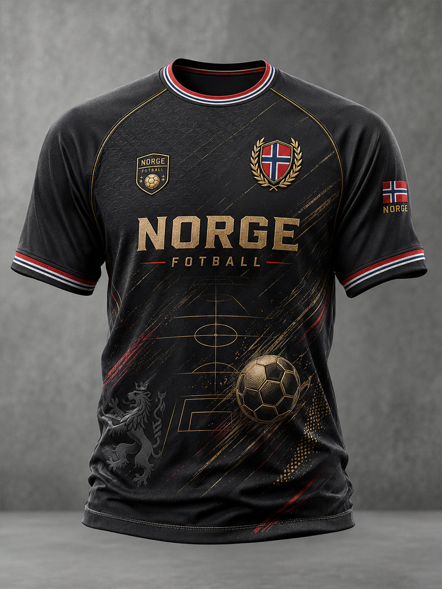 Herrer T-skjorte med raglanermer og grafisk trykk med fotballmotiv