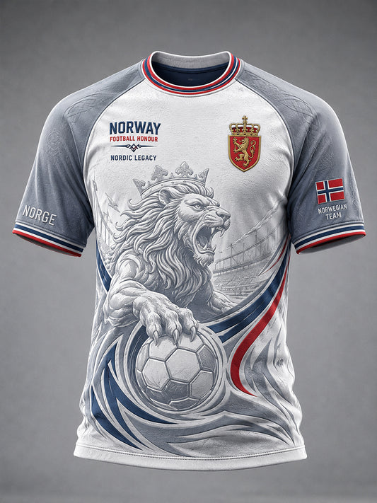 Herrer T-skjorte med raglanermer og grafisk trykk med fotballmotiv