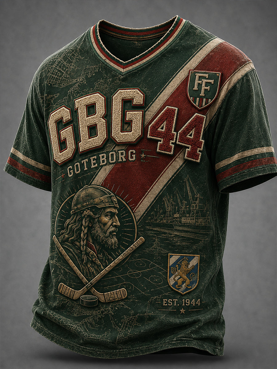Herrtröja med V-ringning i Göteborgs hockeytradition från 1944