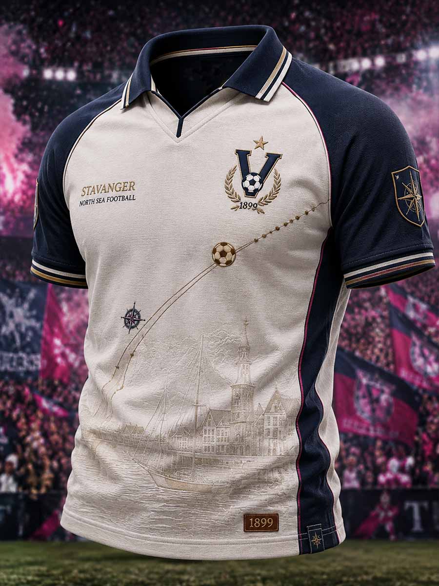 Menns tradisjonelle poloskjorte med teammønster fra 1899