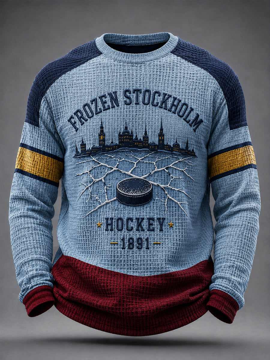 Herr-Djurgården Hockey Glory Avslappnad Våffelstickad T-shirt