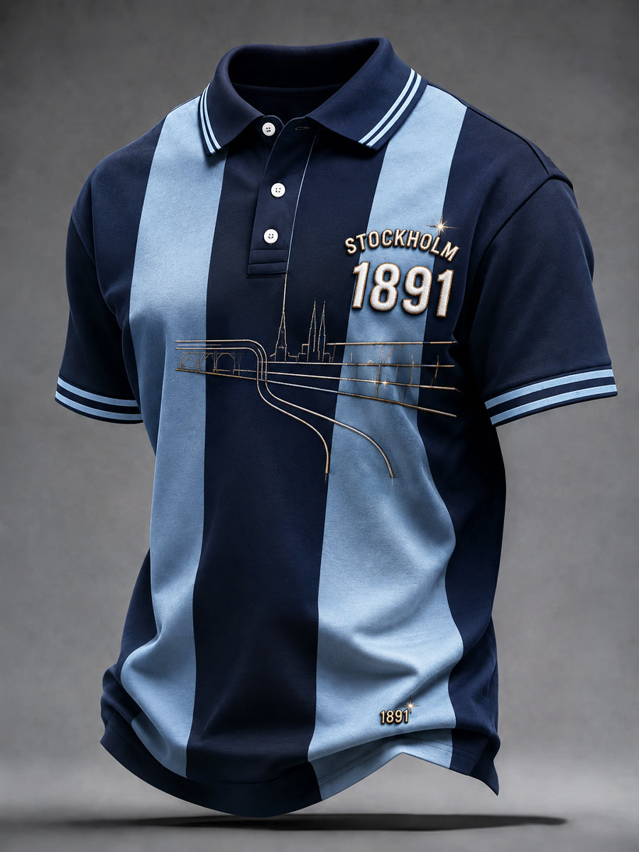 Retro Djurgården Fotbollsklassisk Randig Piké