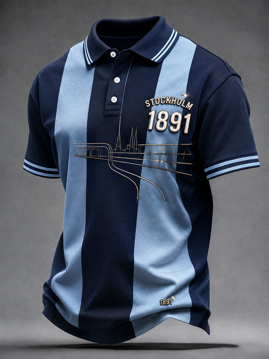 Retro Djurgården Fotbollsklassisk Randig Piké