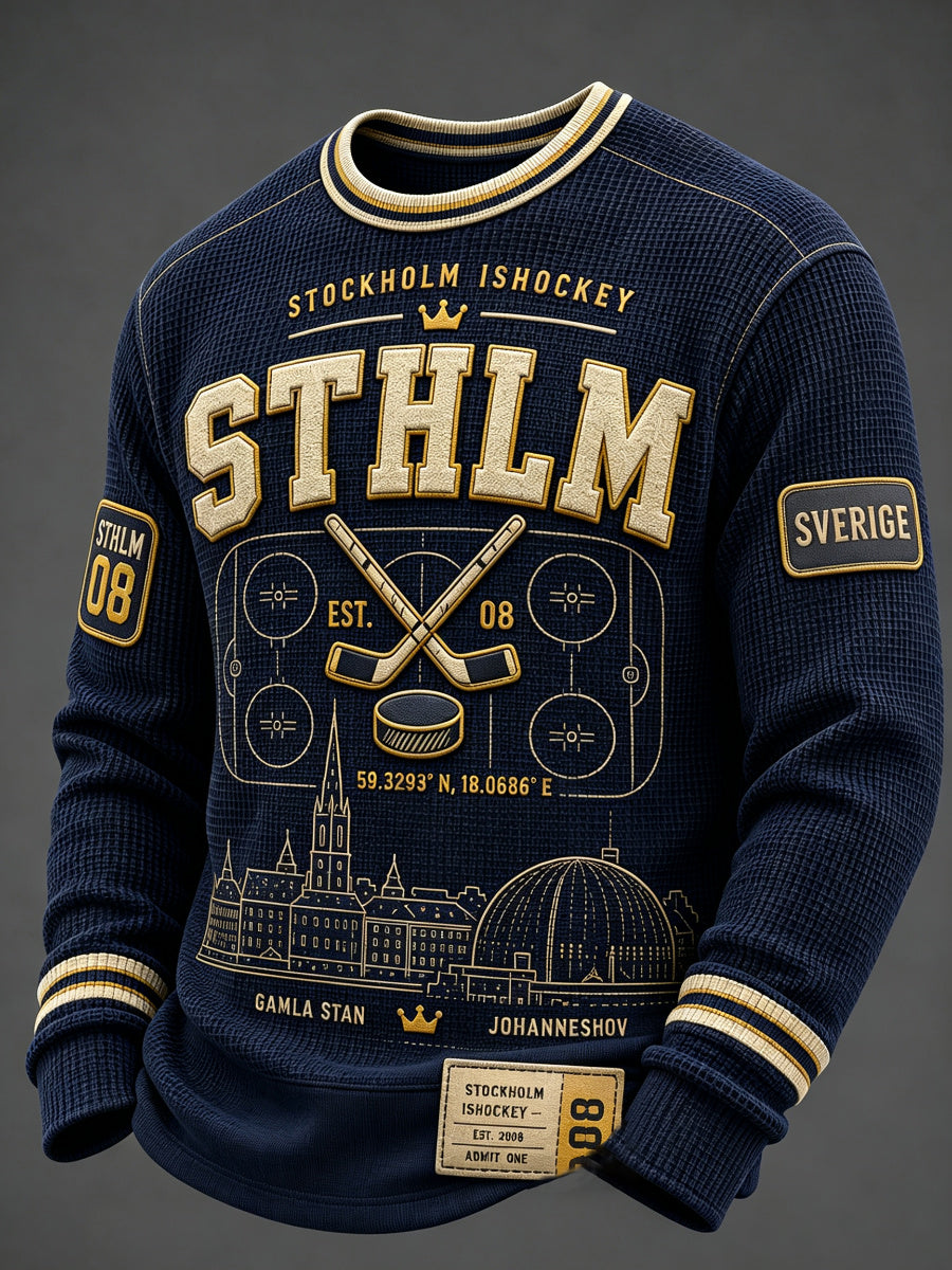 Herr Djurgården Hockey Sverige Våffeltröja med lång ärm
