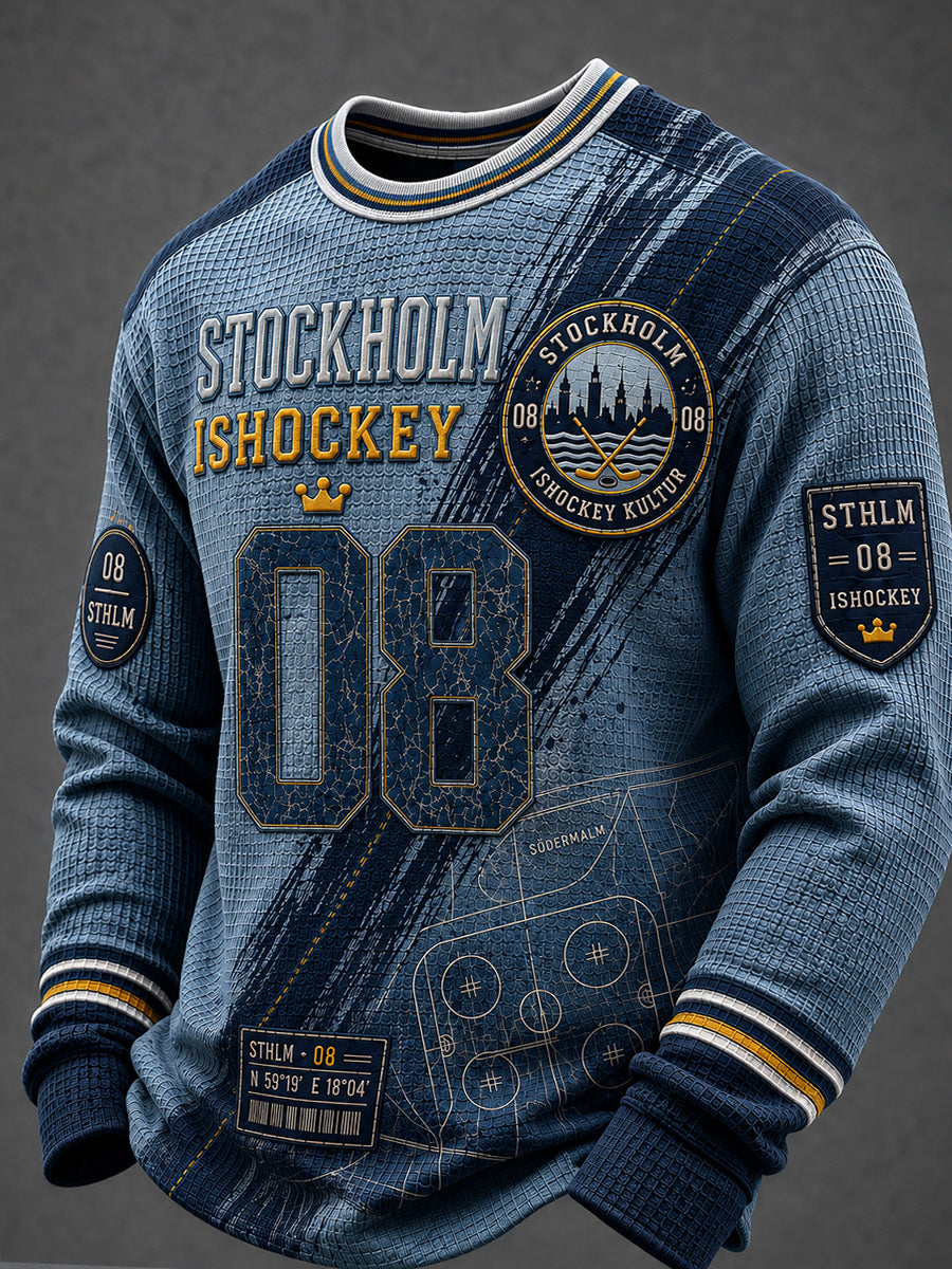 Herr Djurgården Hockey Sverige Våffeltröja med lång ärm