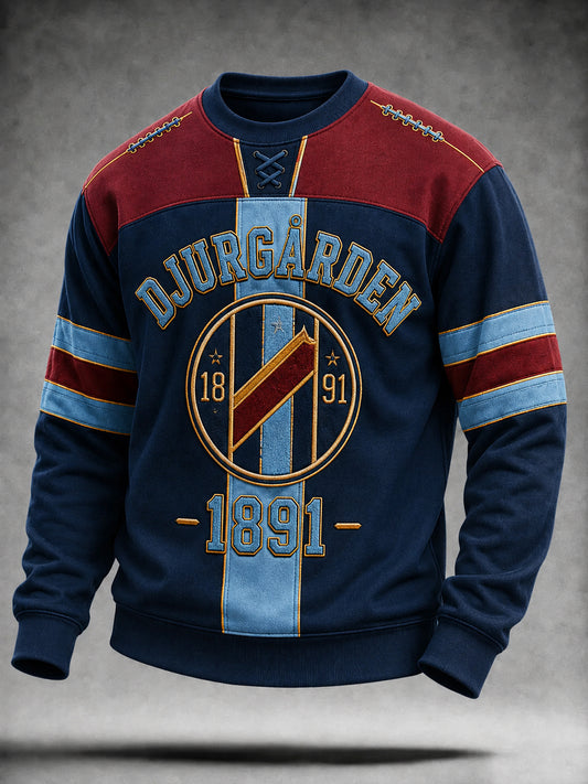 Retro Djurgården fotbollsmönstrad sweatshirt