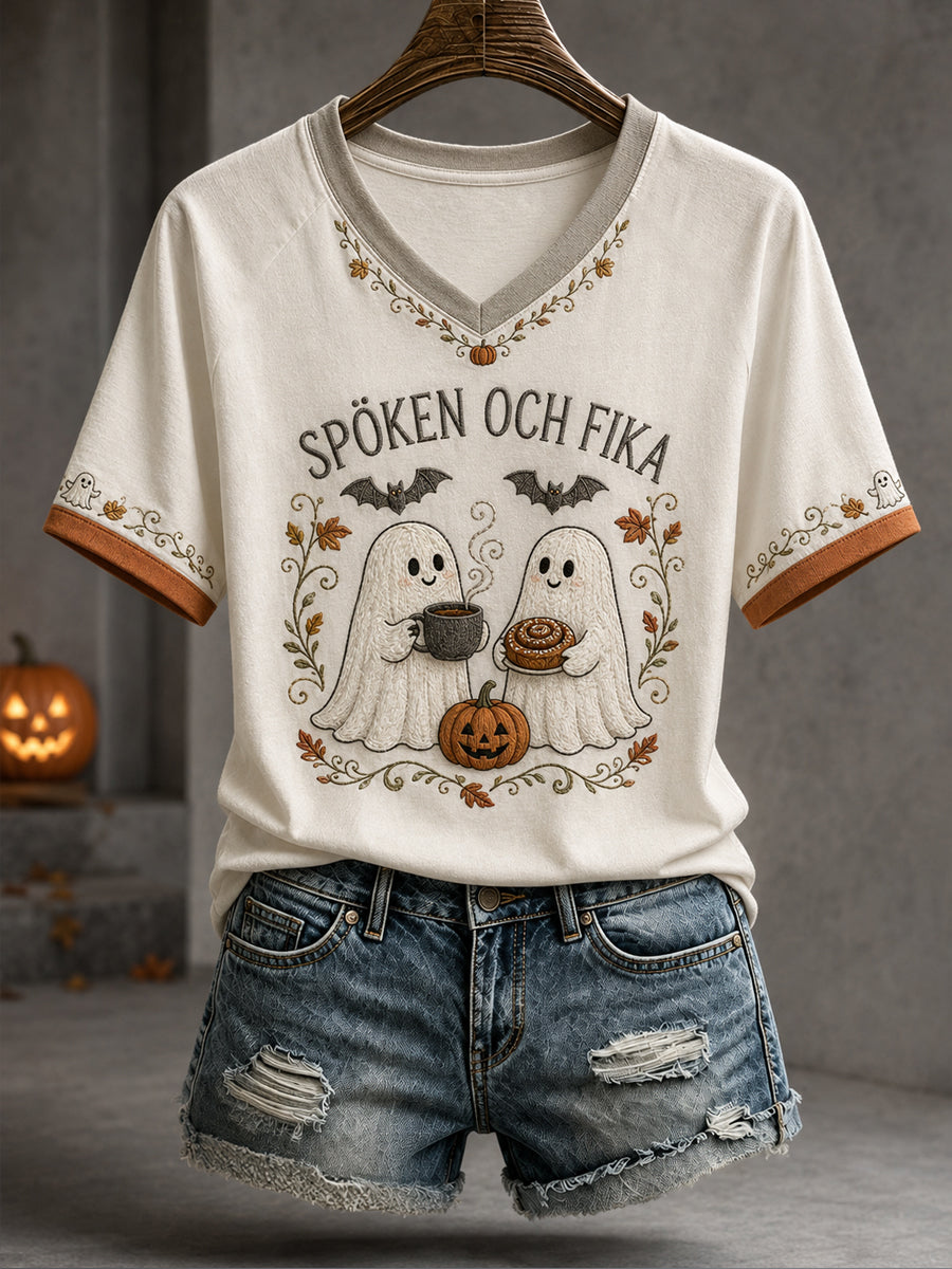 Dammkläder Sverige Halloween Konsttryckt T-shirt