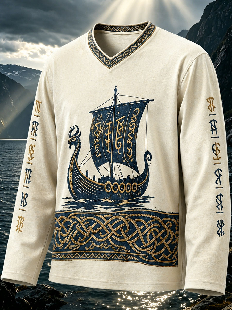 Mäns våffla lång ärm T-shirt
