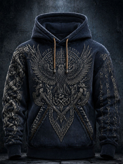 Mäns västra Retro Skriv ut Casual Fur krage Zip-up Hoodie Zip-up
