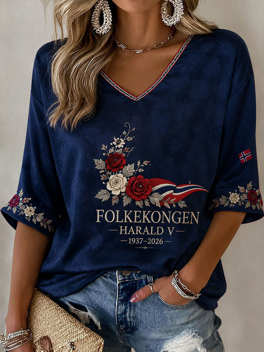Damelik T-skjorte Rip Norway med Harald-print