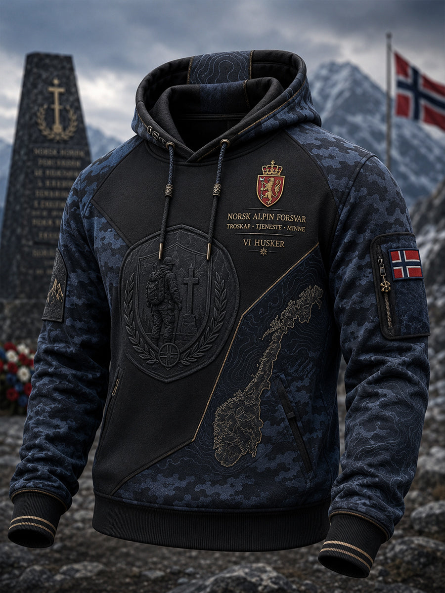 Mannens norske militære reise oversized hettegenser med fallskuldrer og lommer