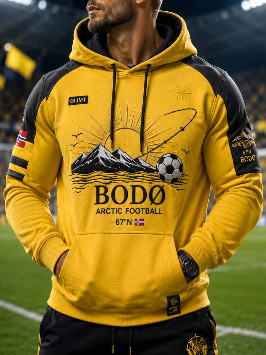 Genser med retro-Bodø Fotballag-mønster for menn