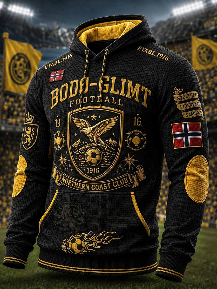Genser med retro-Bodø Fotballag-mønster for menn