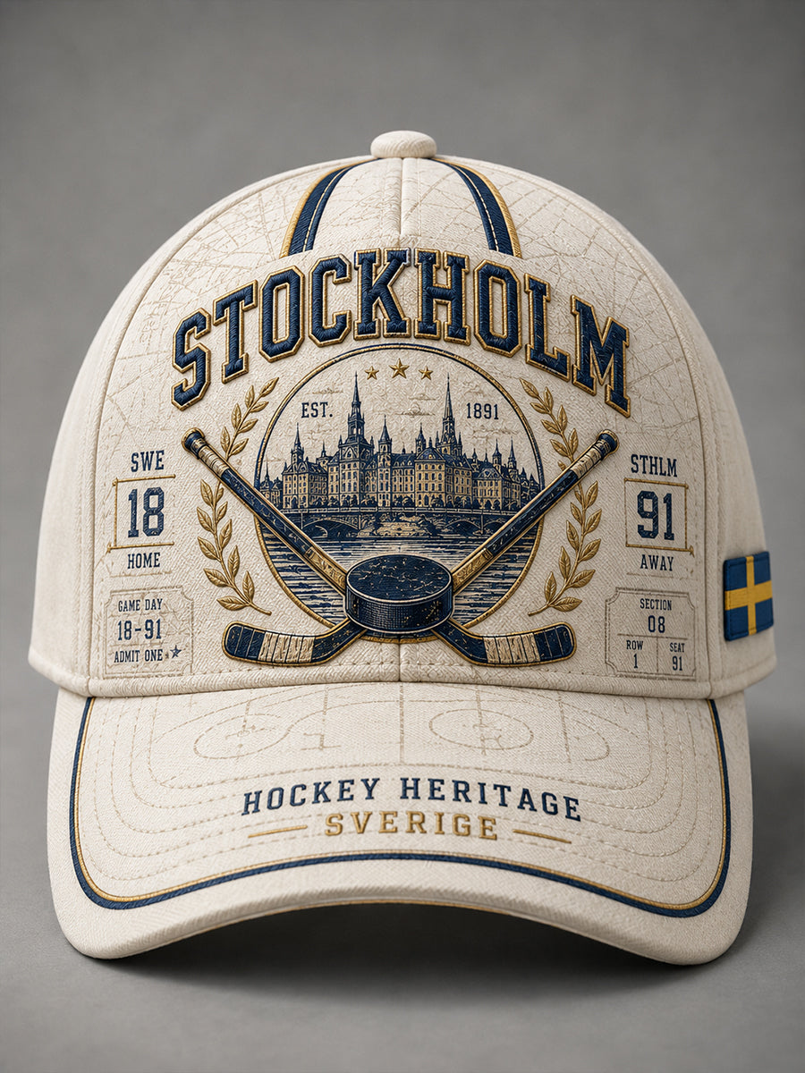 Unisex vintage ishockeymössa från Stockholm, Sverige