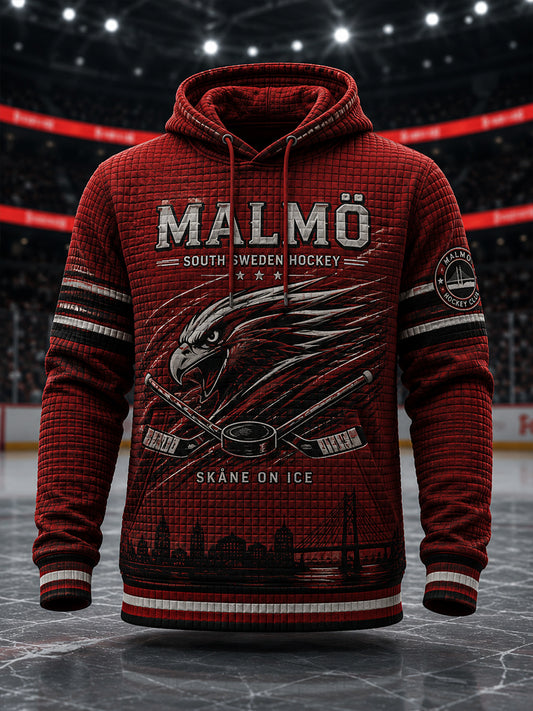Herrligan i ishockey i Sverige Malmö Redhawks Entusiaster Överskottsstorlek Löparegenskuddad Hoodie med fickor