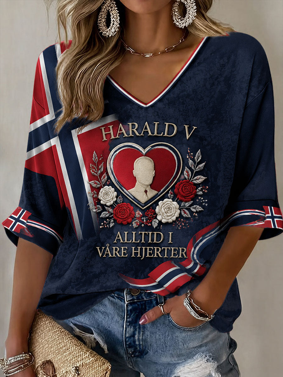 Kvinners Norge HARALD V T-skjorte med trykk