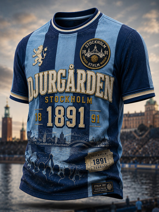 Mäns svensk fotboll Djurgården Fans Lover Short Slem T-shirt